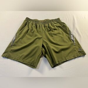 Nike Men's Olive Green Athletic Tennis Dri-Fit Shorts with Dark Gray Accents